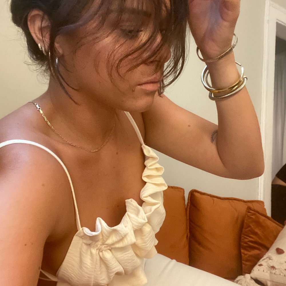 CREAM RUCHED OPEN BACK TOP - Picture 3 of 6